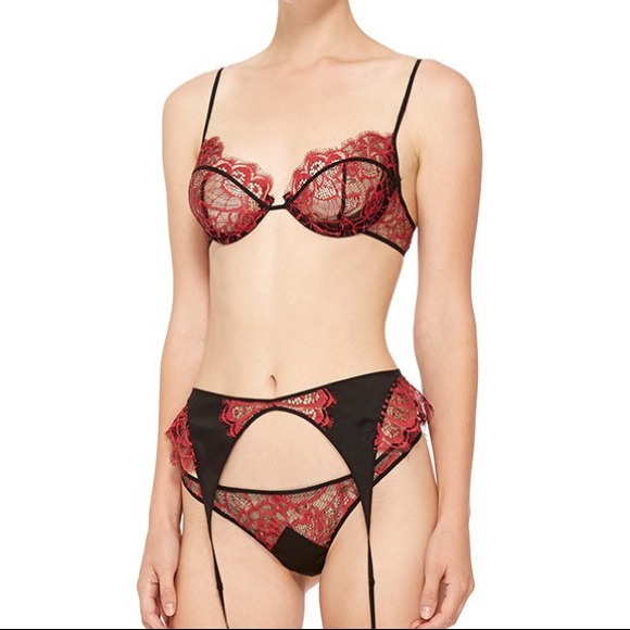 Kiki de Montparnasse Coquette Bra Red Black NWT 32 - Picture 7 of 7